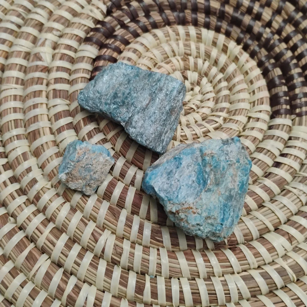 Natural Blue Apatite Stone Trio - Raw NEW